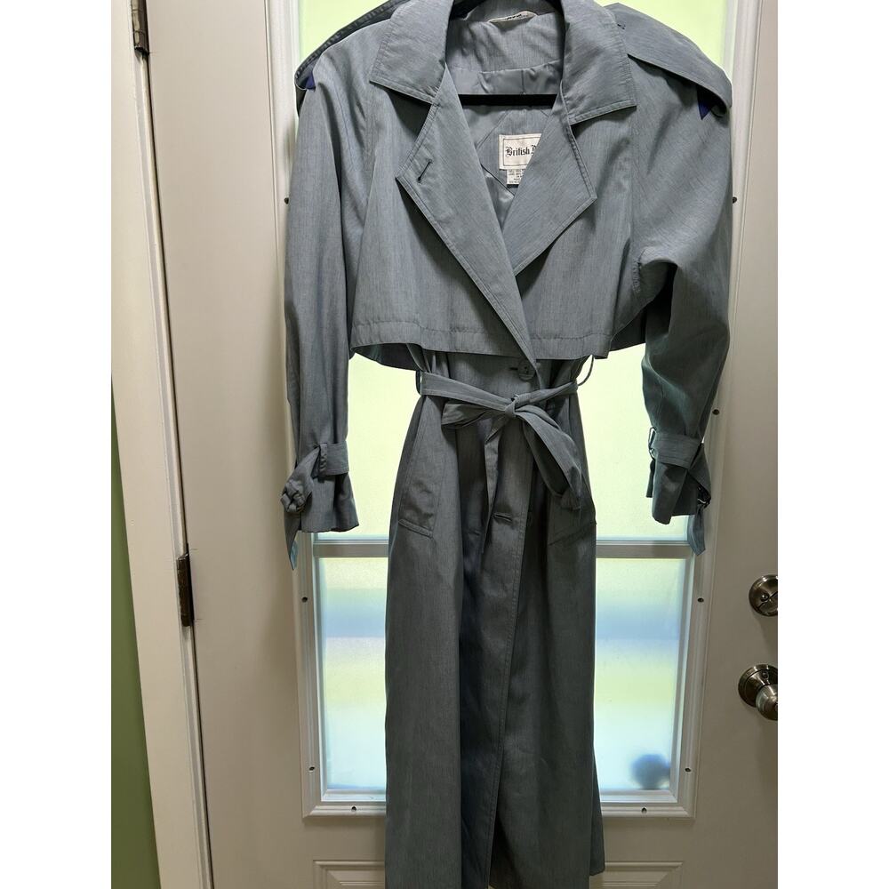 British Mist Blue Trench Coat Size 8